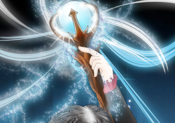 2013年度版のハロウィンイラスト（どこが？ｗ）です。魔女っ娘セラーナたん、という題材で描きました。杖で魔法を使うセラーナたんがかわいかったから(笑)